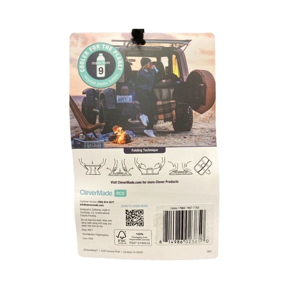 Woodland Camo - CleverMade Tahoe Eco Collapsible Foldaway Cooler with Carry Stra - Picture 4 of 4